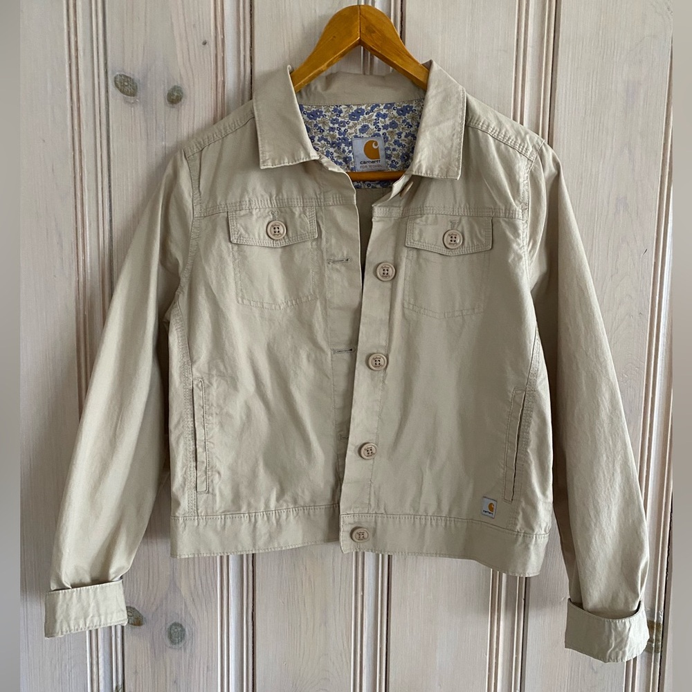 Carhartt Light Beige Button-Front Lightweight Adjustable Jacket